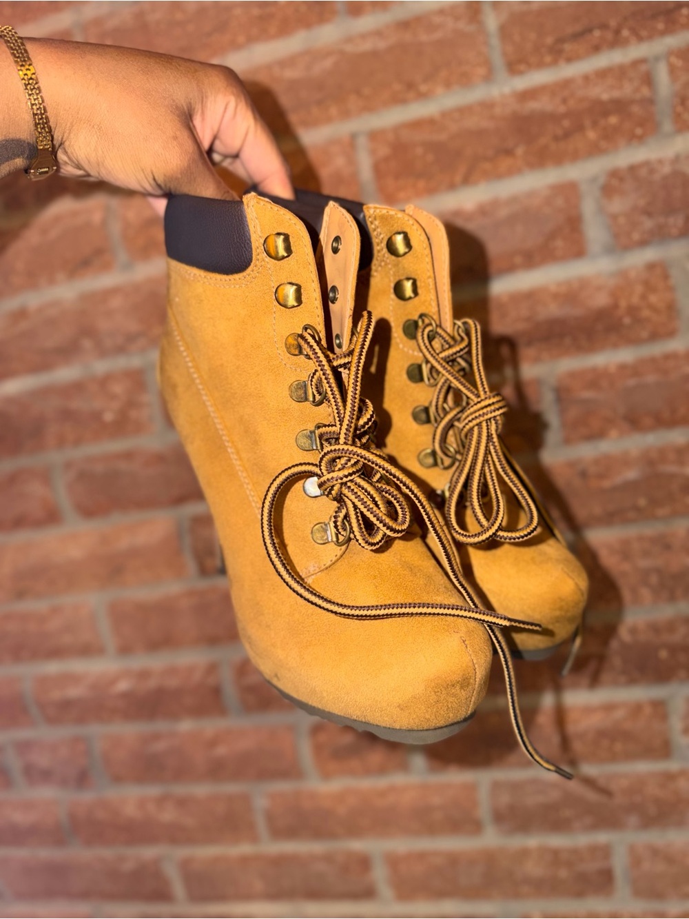 Women's Tan Suede Lace-Up Ankle Boots